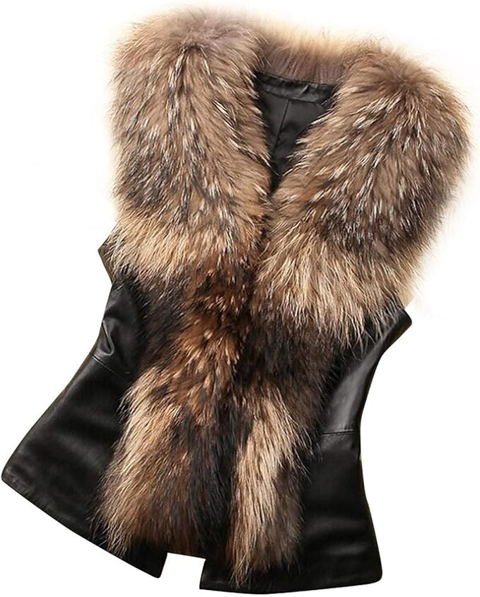 Leren gilet met bont Leren gilet met bont